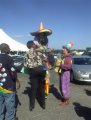 A lady on stilts