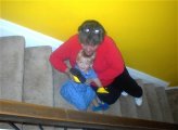 Hannah plays with her new shoes from Great Aunt Eileen